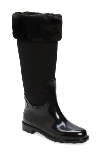 Shop Wet Knot Tatum Waterproof Faux Fur Trim Knee High Boot In Black