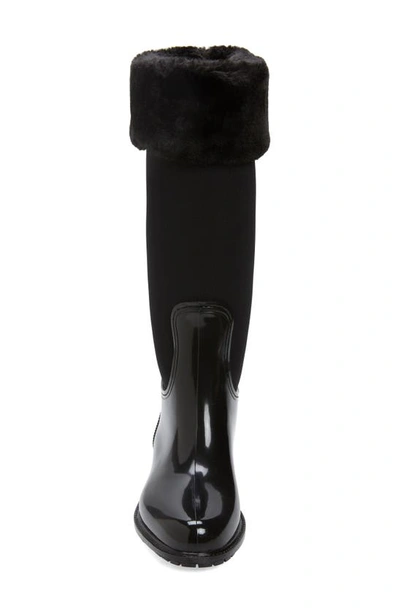 Shop Wet Knot Tatum Waterproof Faux Fur Trim Knee High Boot In Black