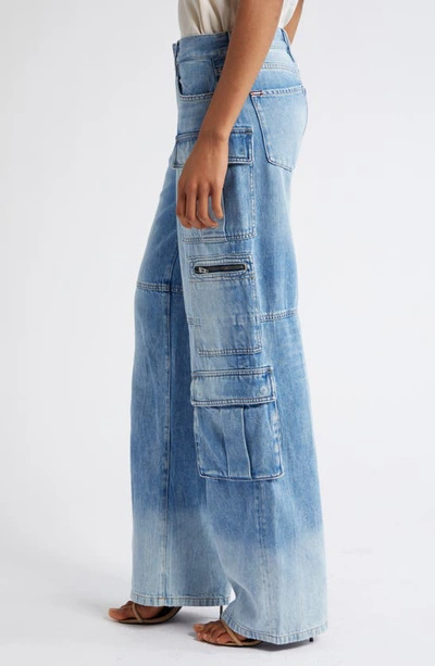 Shop Alice And Olivia Cay Baggy Cargo Jeans In Brea Blue