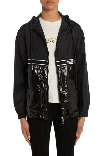 Shop Moncler Komoe Mixed Media Hooded Jacket In Black