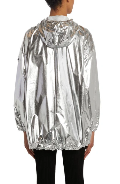 Shop Moncler Jubba Glossy Nylon Hooded Jacket In Silver