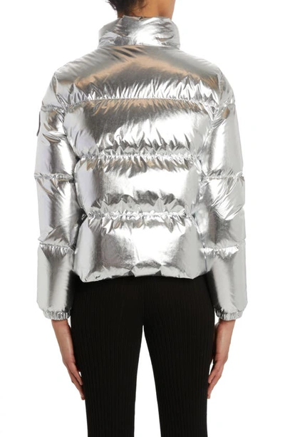 Moncler Metallic Puffer Jacket In Silver