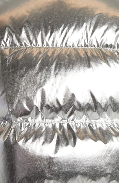 Moncler Metallic Puffer Jacket In Silver