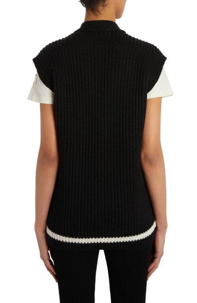 Moncler Quilted Down & Rib Knit Vest In Black
