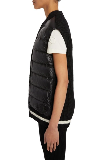 Moncler Quilted Down & Rib Knit Vest In Black