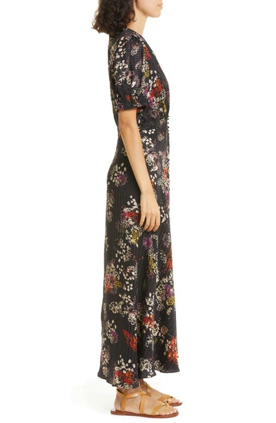 Shop Saloni Lea Print Silk Maxi Dress In 1050-efflorenscence