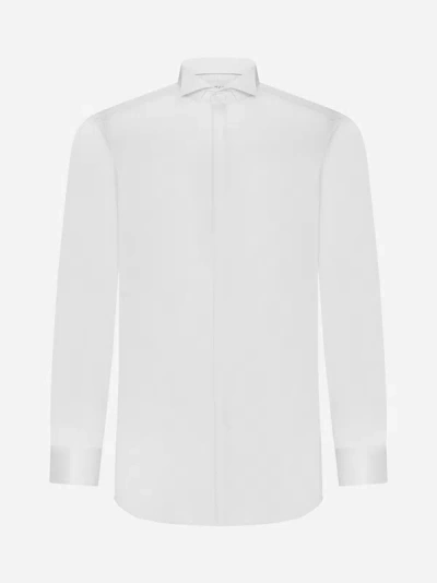 Shop D4.0 Twill Cotton Shirt In White