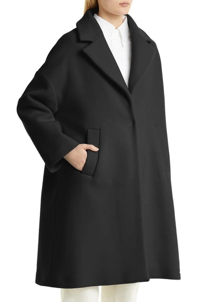 Herno Double Face Wool Blend Coat With Removable Down Liner In 9300 Nero