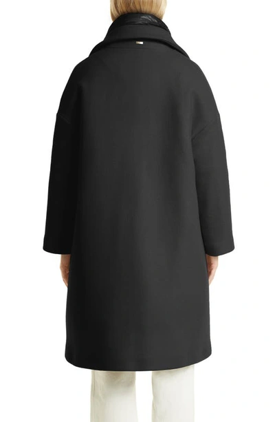 Herno Double Face Wool Blend Coat With Removable Down Liner In 9300 Nero