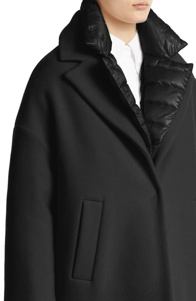 Herno Double Face Wool Blend Coat With Removable Down Liner In 9300 Nero