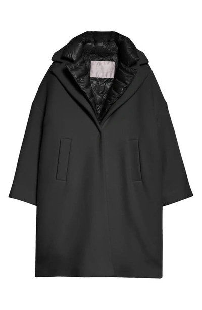 Herno Double Face Wool Blend Coat With Removable Down Liner In 9300 Nero