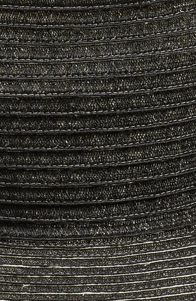 Shop Esenshel Wide Brim Woven Fedora In Black/ Ivory