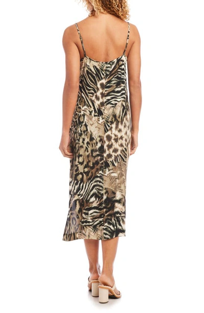 Shop Karen Kane Animal Print Side Slit Midi Dress In Brown Print