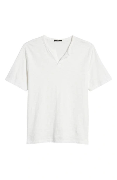 Shop Vince Slub Split Neck T-shirt In Off White