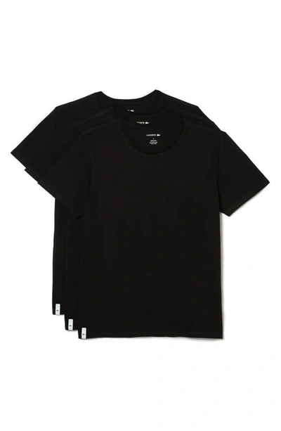 Shop Lacoste 3-pack Essentials Crewneck T-shirts In Black