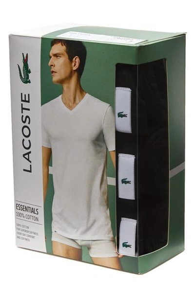 Shop Lacoste 3-pack Essentials Crewneck T-shirts In Black