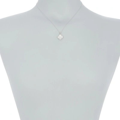 Adornia White Quatrefoil Necklace White Rhodium Silver
