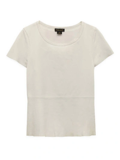 Shop As By Df Recycled Leather Tee In Buttercream In White