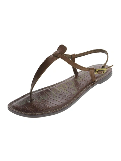 Shop Sam Edelman Gigi Womens Leather Flats Thong Sandals In Brown