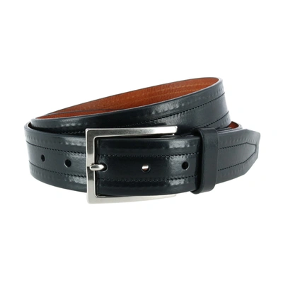 Shop Trafalgar Wesley Covered Stitch Casual Leather Belt In Black