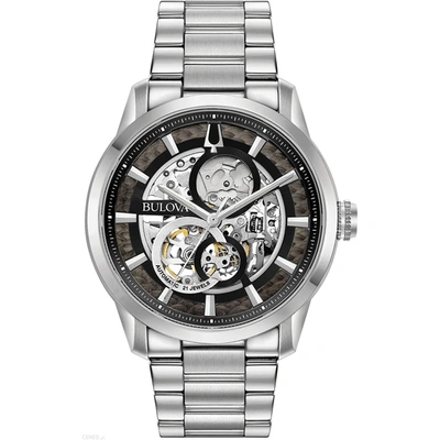 Shop Bulova Men's Sutton Black Dial Watch In Silver