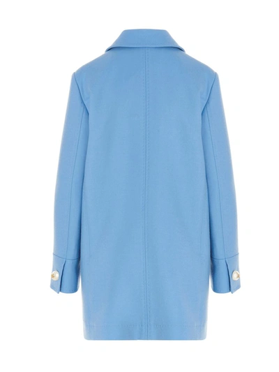 Shop Dolce & Gabbana Double-breasted Wool Coat In Light Blue