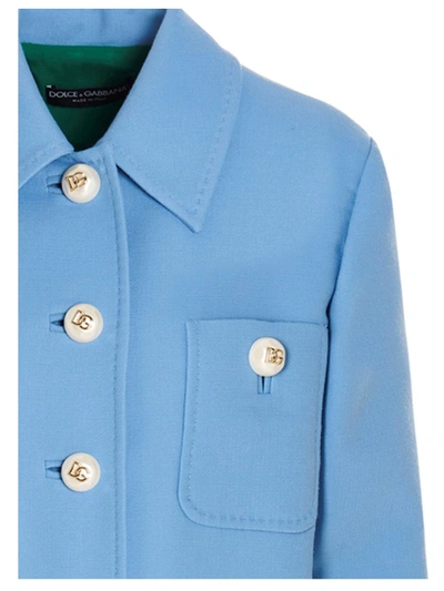 Shop Dolce & Gabbana Double-breasted Wool Coat In Light Blue