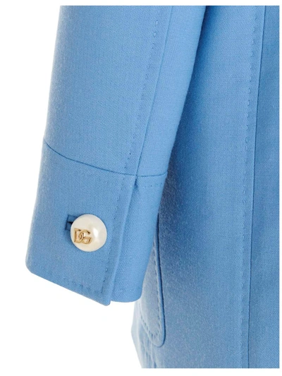 Shop Dolce & Gabbana Double-breasted Wool Coat In Light Blue