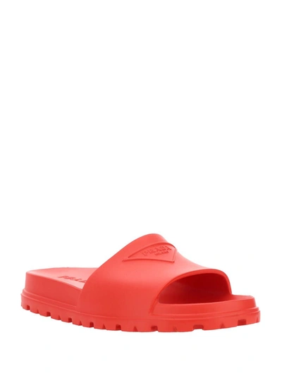 Shop Prada Sandals In Rosso