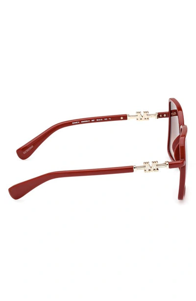 Shop Max Mara 58mm Gradient Square Sunglasses In Shiny Red / Gradient Brown