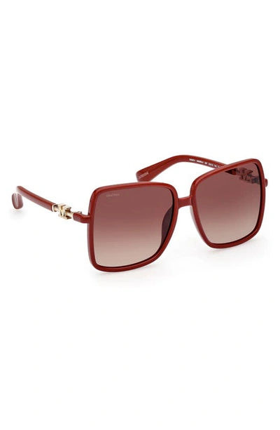 Shop Max Mara 58mm Gradient Square Sunglasses In Shiny Red / Gradient Brown