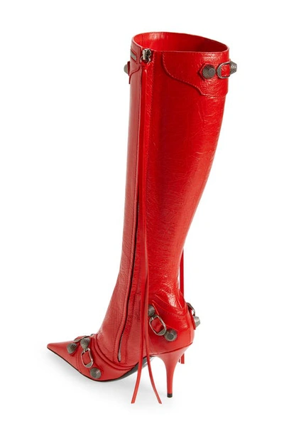 Shop Balenciaga Cagole Knee High Boot In Red