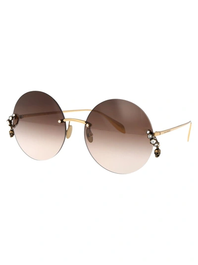 Shop Alexander Mcqueen Sunglasses In 002 Gold Gold Brown