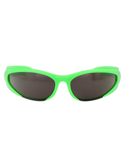 Shop Balenciaga Sunglasses In 005 Green Green Grey