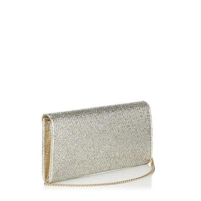 Shop Jimmy Choo Margot Silver Glitter Fabric Accessory Clutch Bag In Champagne