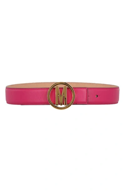 Shop Moschino Logo Leather Belt In Fuchsia