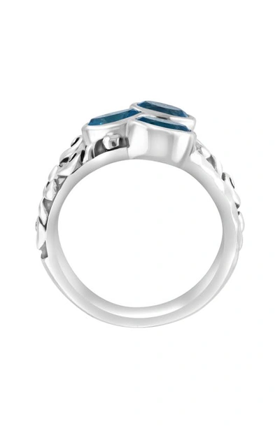 Effy Sterling Silver Blue Topaz 3-stone Ring In Blue