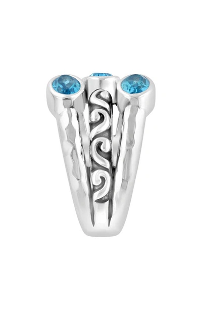 Effy Sterling Silver Blue Topaz 3-stone Ring In Blue