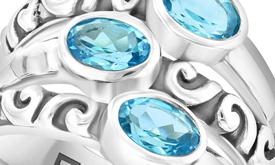 Effy Sterling Silver Blue Topaz 3-stone Ring In Blue