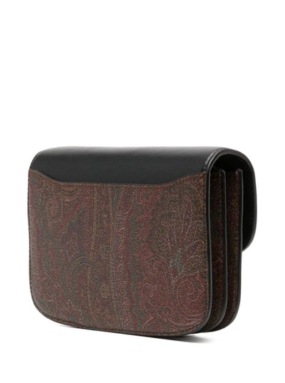 Shop Etro Black 'arnica' Crossbody Bag With 'paisley' Motif In Cotton Blend Woman In Brown