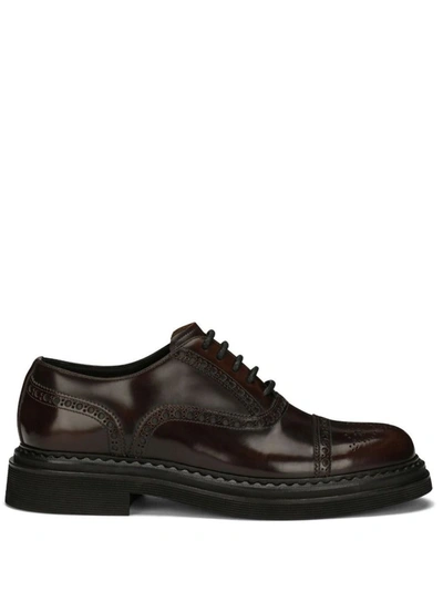 Shop Dolce & Gabbana Lace-up Leather Brogues In Brown