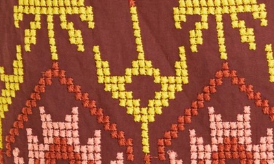 Shop Johanna Ortiz Braided History Embroidered Dress In Geometric Red/ Mustard/ Salmon