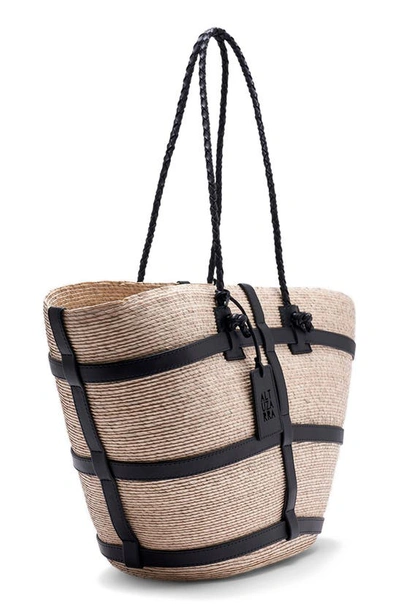 Shop Altuzarra Large Watermill Woven Palm Tote In Natural/ Black