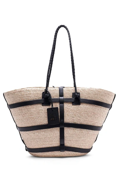 Shop Altuzarra Large Watermill Woven Palm Tote In Natural/ Black