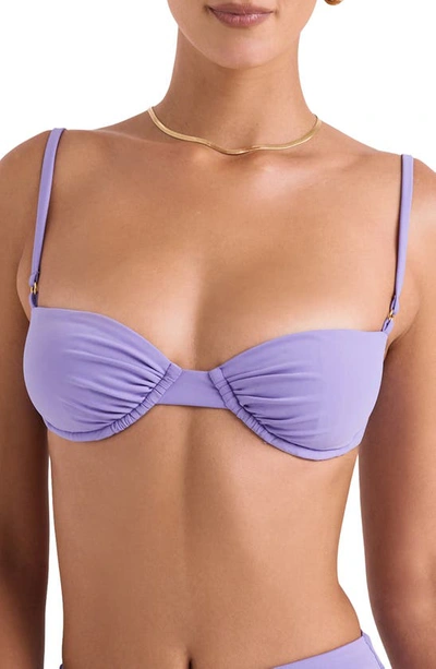 House Of Cb Monaco Underwired Stretch-woven Bikini Top In Violet