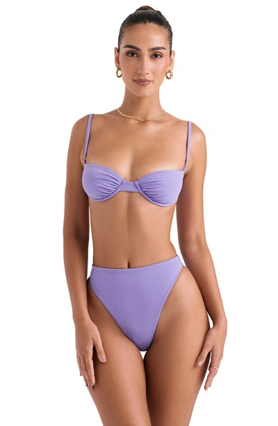 House Of Cb Monaco Underwired Stretch-woven Bikini Top In Violet