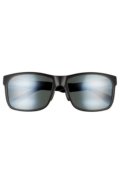 Shop Maui Jim Red Sands 59mm Polarizedplus2® Rectangular Sunglasses In Matte Black