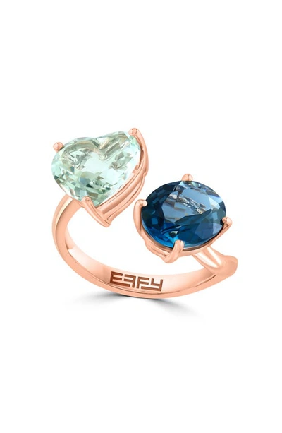 Shop Effy 14k Rose Gold Green Quartz & London Blue Topaz Ring In Rose Gold Multi