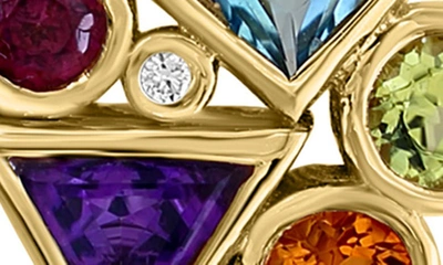 Effy 14k Yellow Gold Multi Stone Diamond Stud Earrings In Gold Multi