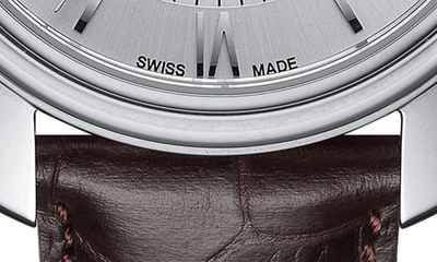 Shop Tissot Bridgeport Leather Strap Watch, 40mm In Brown/ Silver